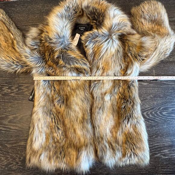 Bebe Glam Faux Fur Coat Women’s M Natural Brown Tan Jacket NWT Winter Holiday - Picture 8 of 15
